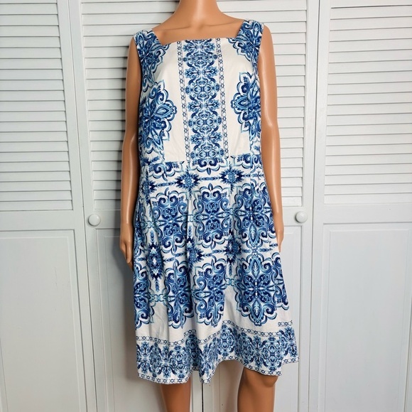 TALBOTS Petite Mediterranean Style Sleeveless Dress Size 16 - Picture 1 of 8